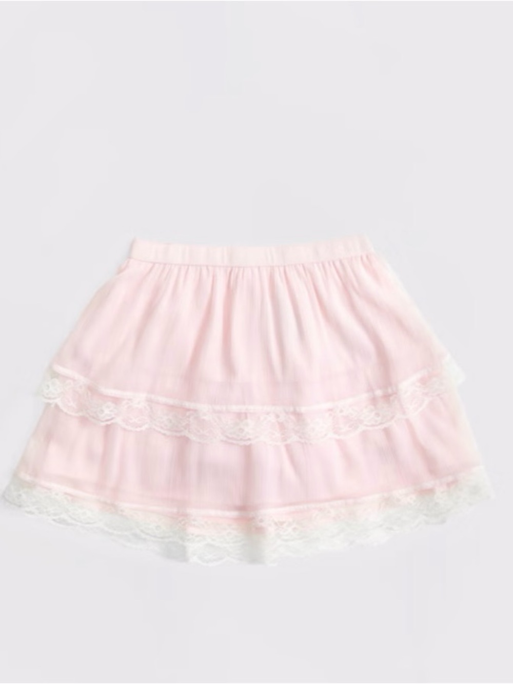 abercrombie kids Pale Pink Tiered Lace-Trim Skort